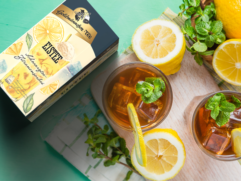 Eistee Schwarztee Zitronensorbet